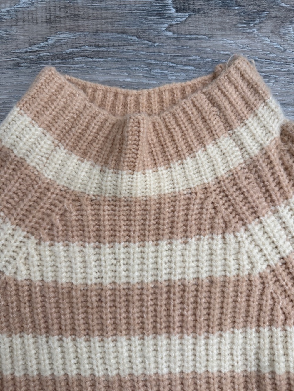 MAEVE Striped Mock Neck Sweater in Beige and Cream SZ XS - Picture 3 of 7
